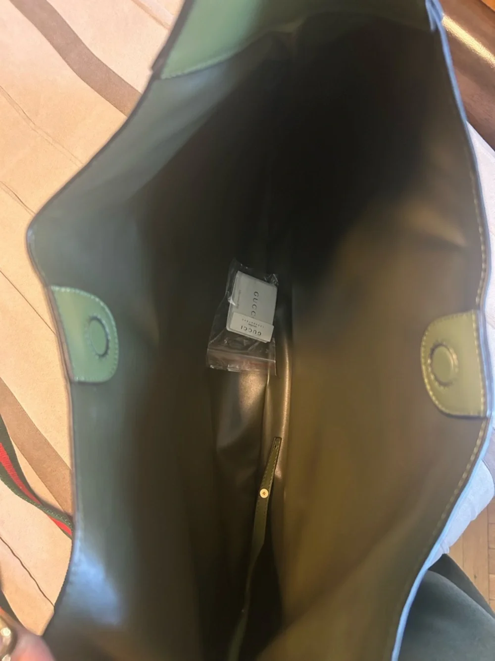 Gucci Olive Green suede Microguccissima B Large shoulder bag - Picture 5 of 6